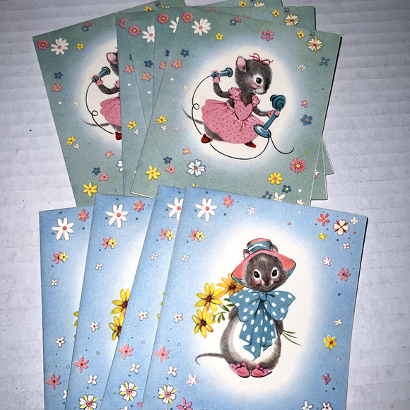 Vintage Mice Blank Note Cards 10 + envelopes, Unused - Picture 3 of 5